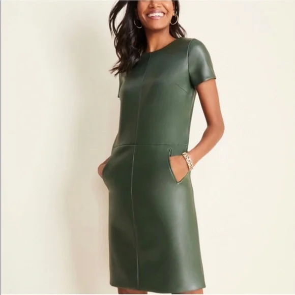 slim fit dress slacks Green Faux Leather midi dress – Tabu Knits Boutique main image 0